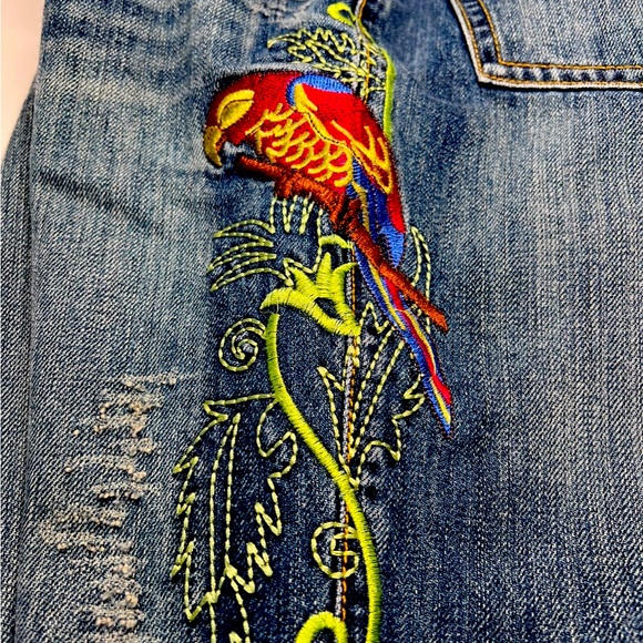 Vintage Moguitou MGT fashion brand distressed Embroidered Straight Low Rise 28 - Picture 3 of 9